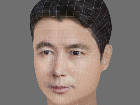 Jung Woo Sung Head - Low poly head for game 3D Model