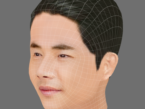 Kwon Sang Woo Head - Low poly head for game 3D 모델
