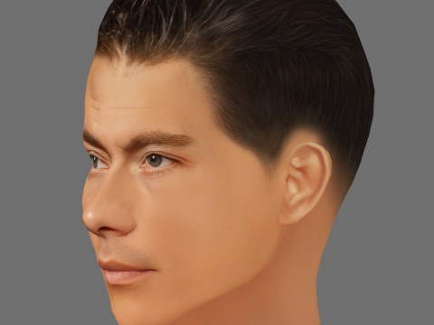 Claude Van Damme Head - Low poly head for game Modello 3D