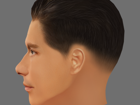 Claude Van Damme Head - Low poly head for game Modello 3D