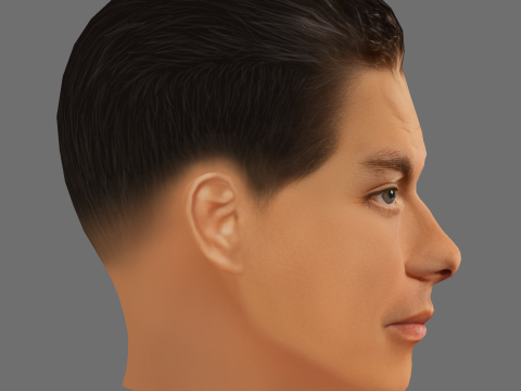 Claude Van Damme Head - Low poly head for game Modello 3D