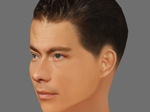 Claude Van Damme Head - Low poly head for game Modello 3D