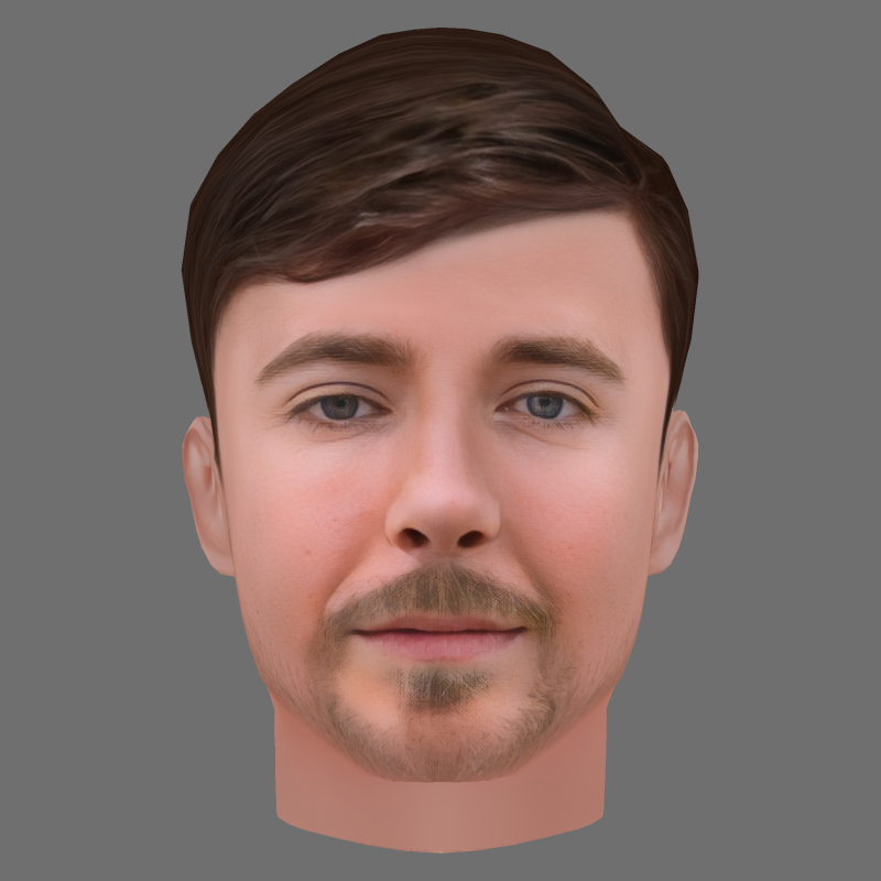 MrBeast - Jimmy- Donaldson Head - Low poly head for game 3D Модель .c4d .max .obj .3ds .fbx .stl .blend