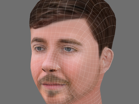MrBeast - Jimmy- Donaldson Head - Low poly head for game 3D Модель
