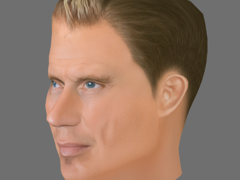 Dolph Lundgren Head - Low poly head for game Model 3D