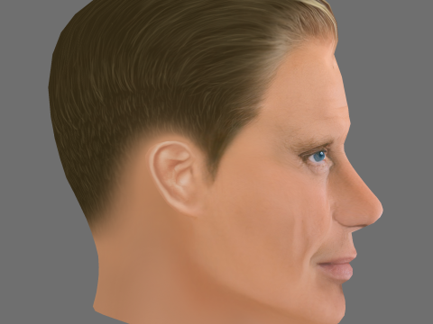 Dolph Lundgren Head - Low poly head for game Model 3D