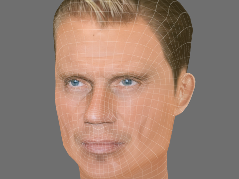 Dolph Lundgren Head - Low poly head for game Model 3D