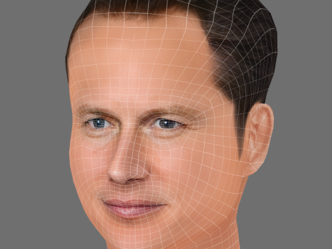 Patrick Wilson Head - Low poly head for game Modello 3D