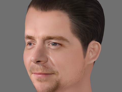 Simon Pegg Head - Low poly head for game Modello 3D