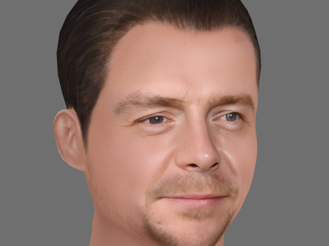 Simon Pegg Head - Low poly head for game Modello 3D