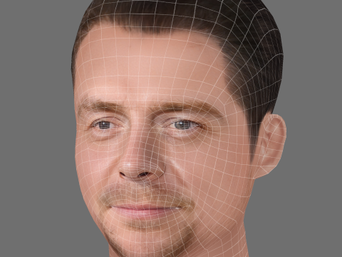 Simon Pegg Head - Low poly head for game Modello 3D