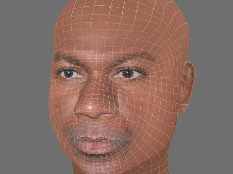Ving Rhames Head - Low poly head for game 3D 모델