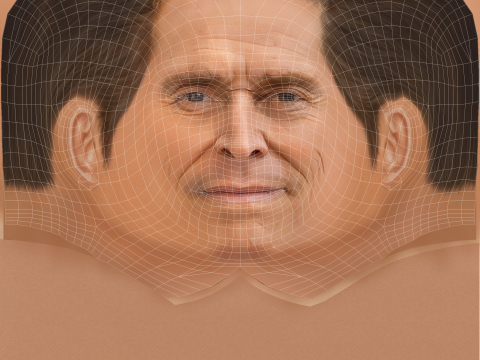 Willem Dafoe Head - Low poly head for game Model 3D