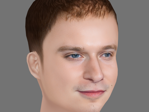 Fred Hechinger Head - Low poly head for game 3D 모델