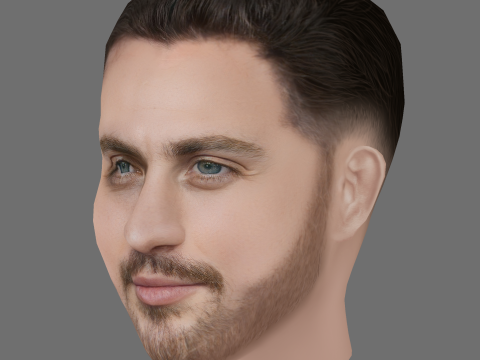 Aaron Taylor-Johnson Head - Low poly head for game 3D 모델
