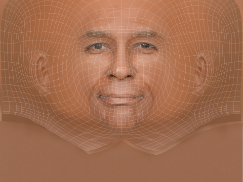 Michael Dorn Head - Low poly head for game Model 3D
