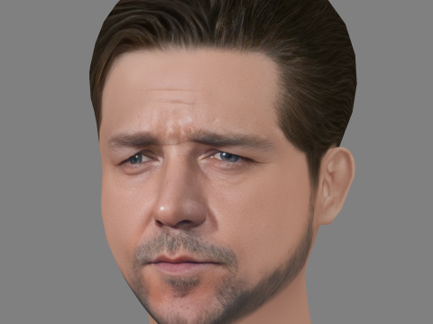 Russell Crowe Head - Low poly head for game Modelo 3D