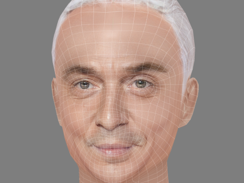 Bruno Tonioli Head - Low poly head for game Modelo 3D
