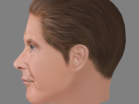 David Hasselhoff Head - Low poly head for game 3D Model