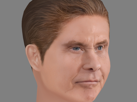 David Hasselhoff Head - Low poly head for game 3D Model