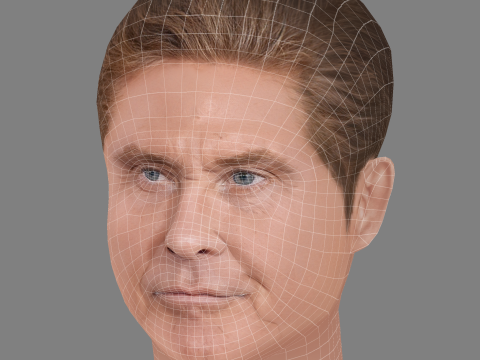 David Hasselhoff Head - Low poly head for game 3D Model