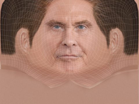 David Hasselhoff Head - Low poly head for game 3D Model