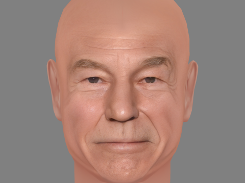 Patrick Stewart Head - Low poly head for game 3D मॉडल