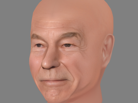 Patrick Stewart Head - Low poly head for game Modelo 3D
