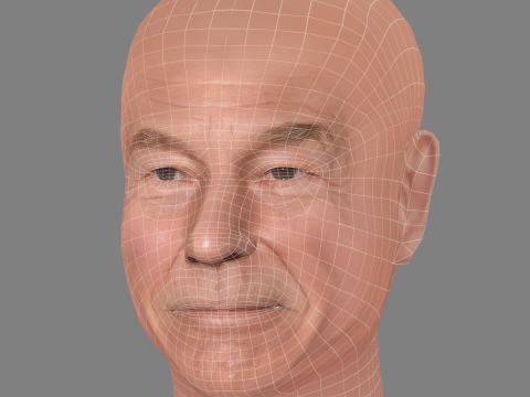Patrick Stewart Head - Low poly head for game Modelo 3D