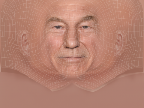 Patrick Stewart Head - Low poly head for game Modelo 3D