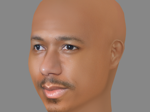 Nick Cannon Head - Low poly head for game Modèle 3D
