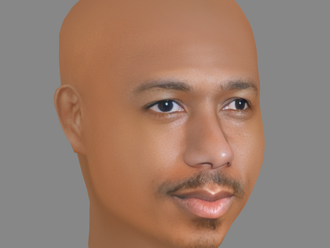 Nick Cannon Head - Low poly head for game Modèle 3D