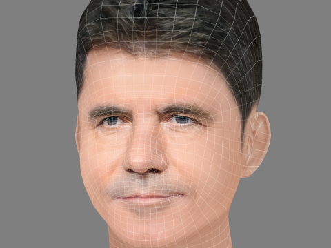 Simon Cowell Head - Low poly head for game Modèle 3D
