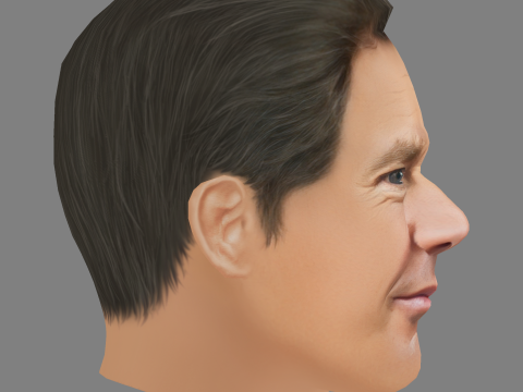 Dennis Quaid Head - Low poly head for game 3D Модель