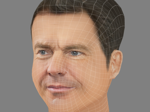 Dennis Quaid Head - Low poly head for game 3D Модель