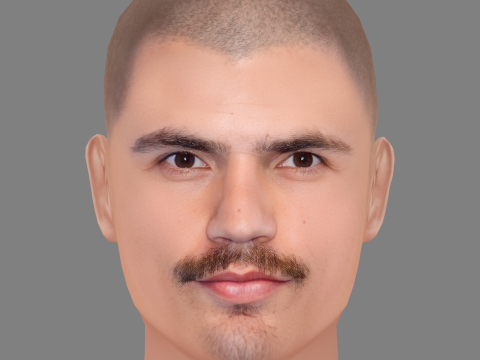 Hugo Diego Garcia Head - Low poly head for game 3D मॉडल