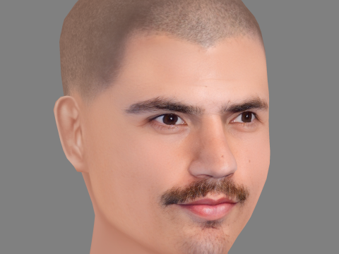 Hugo Diego Garcia Head - Low poly head for game 3D Modell