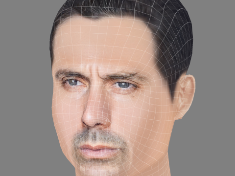 Olivier Raynal Head - Low poly head for game 3D Model