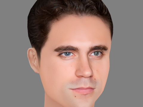 Yann Bean Head - Low poly head for game 3D 모델