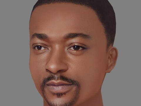 Anthony Mackie Head - Low poly head for game Modèle 3D