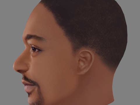 Anthony Mackie Head - Low poly head for game Modèle 3D