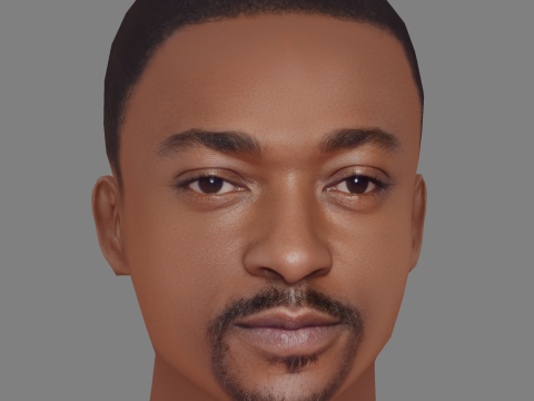 Anthony Mackie Head - Low poly head for game Modèle 3D
