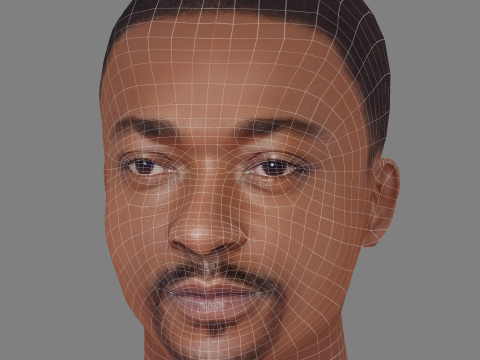Anthony Mackie Head - Low poly head for game Modèle 3D