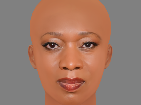 Alfre Woodard Head - No Hair - Low poly head for game Modèle 3D