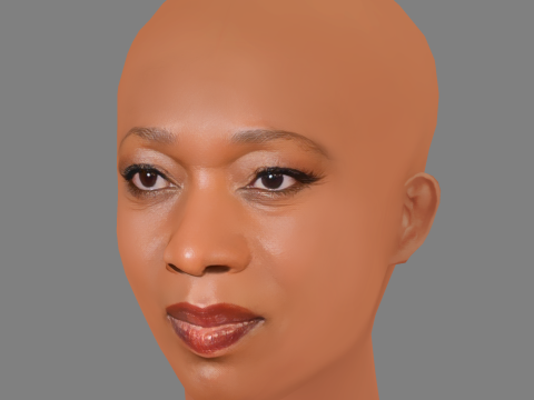 Alfre Woodard Head - No Hair - Low poly head for game Modèle 3D