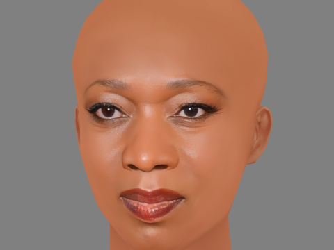 Alfre Woodard Head - No Hair - Low poly head for game Modèle 3D