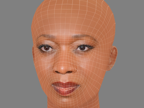 Alfre Woodard Head - No Hair - Low poly head for game Modèle 3D