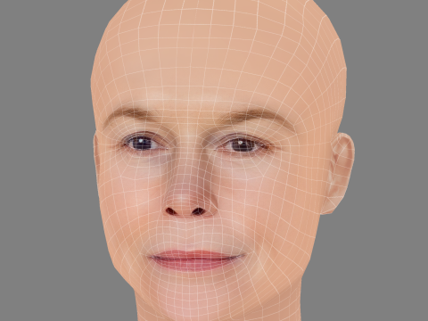 Alice Krige Head - No Hair - Low poly head for game Modelo 3D