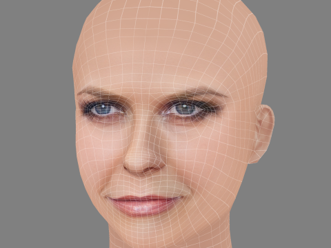 Alicia Silverstone Head - No Hair - Low poly head for game Modelo 3D