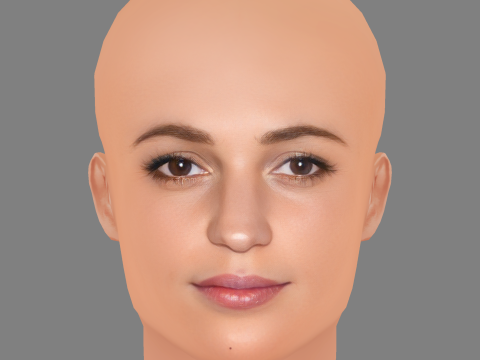 Alicia Vikander Head - No Hair - Low poly head for game 3D Model